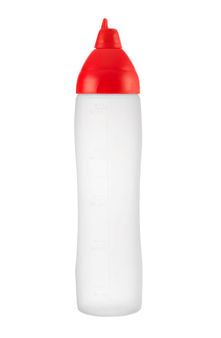 Mērču pudele-dozators sarkans 500 ml